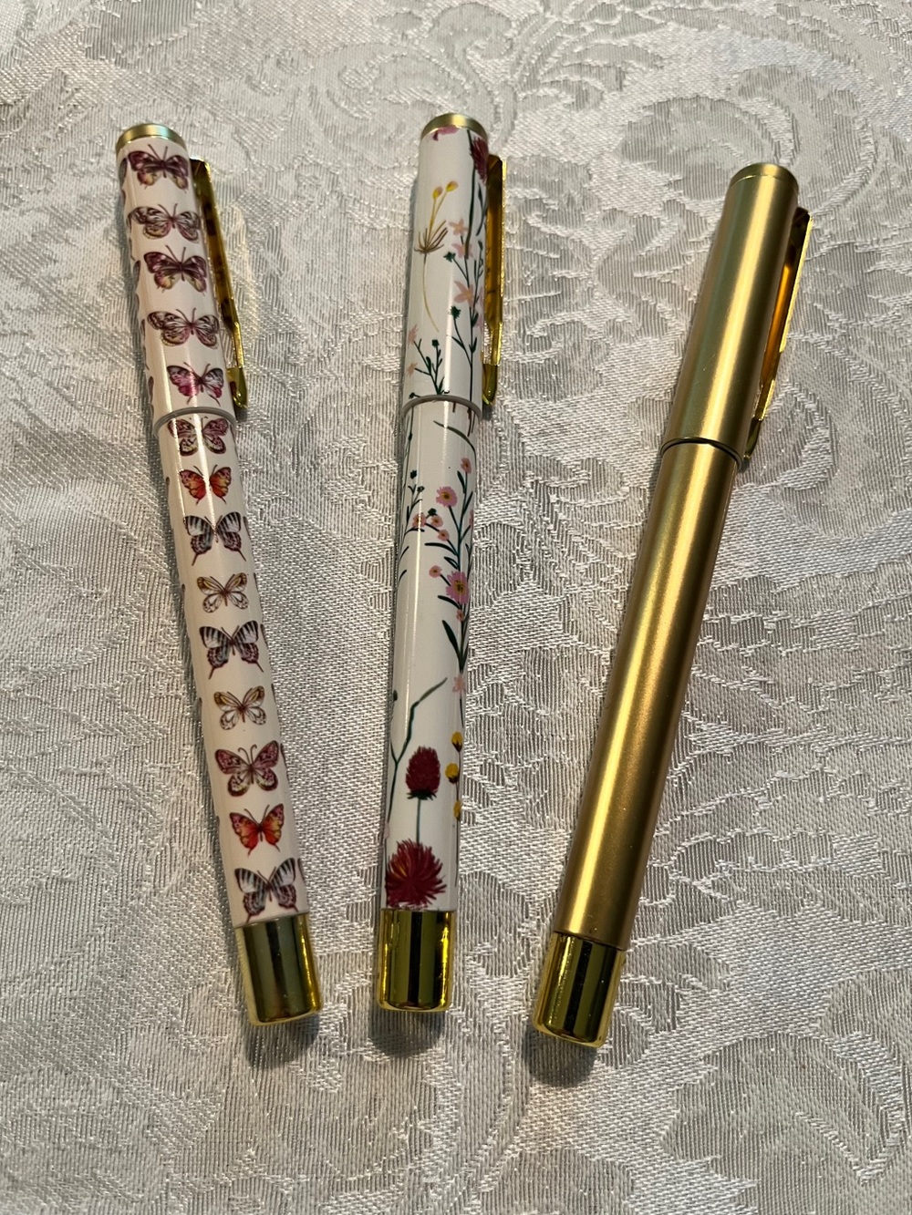 Floral, Butterfly & Gold Pen Set of 3